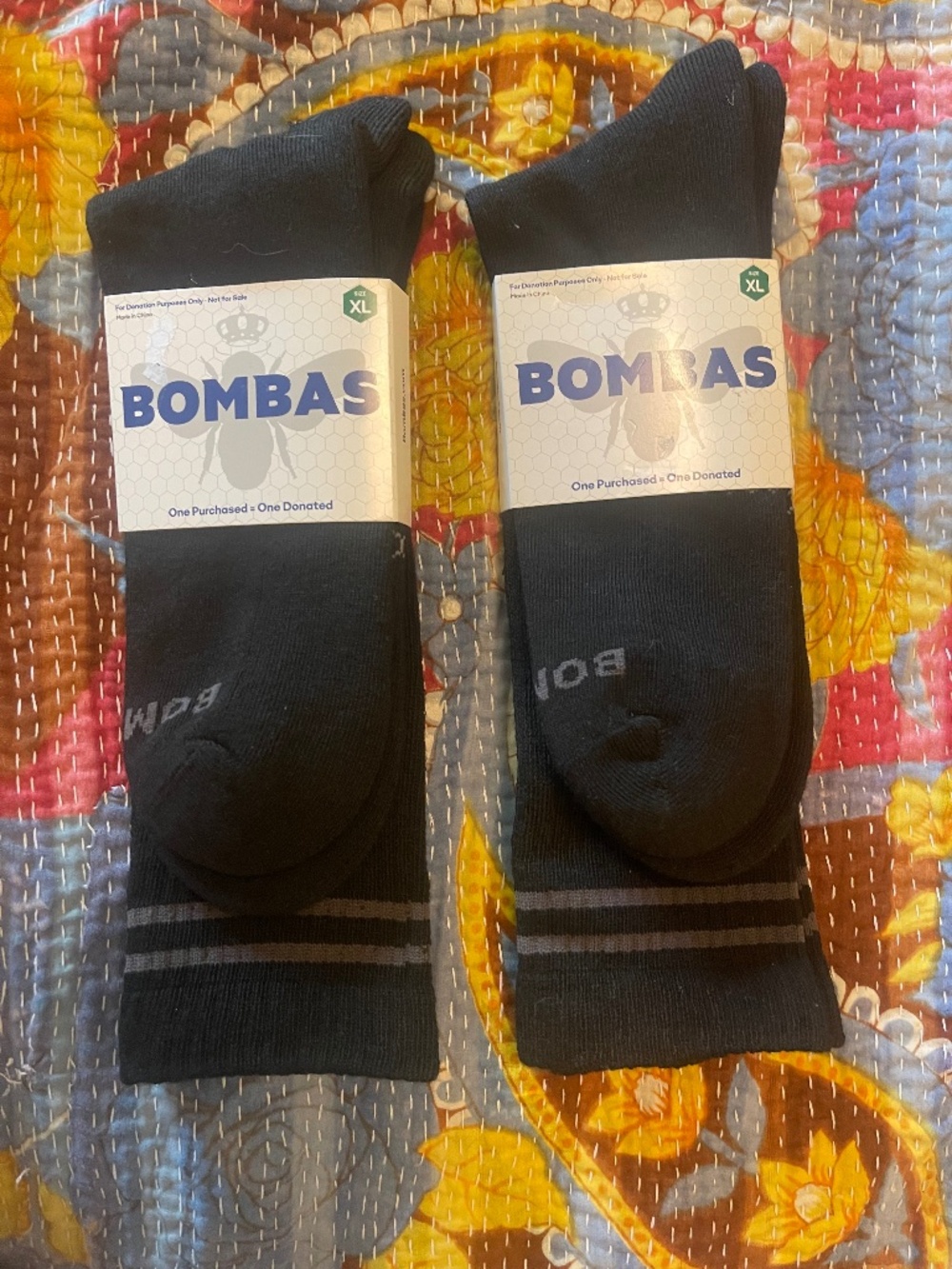 NWT new Bombas Calf/Crew Socks black mens XL